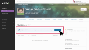 A student profile is open and the cursor is clicking the Advisement tab.